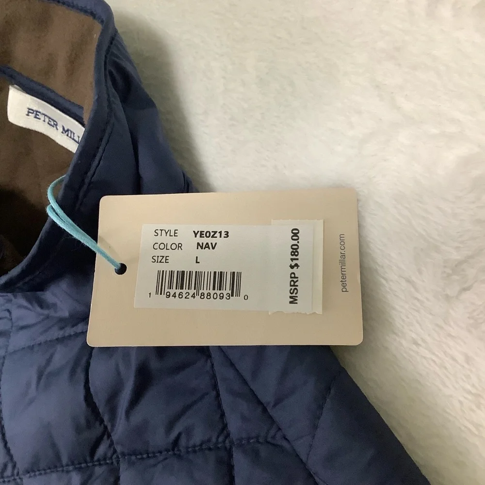 Peter Millar NWT Youth Essex Quilted Vest Sz L Navy